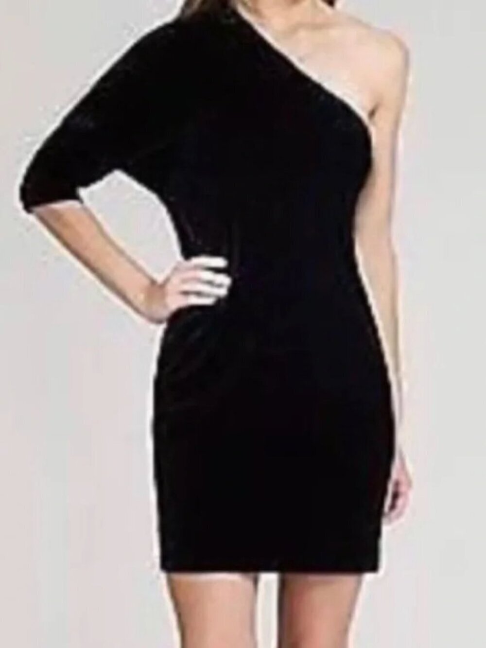 Theory Birkita black velvet 1 shoulder dress black size 10 NWT